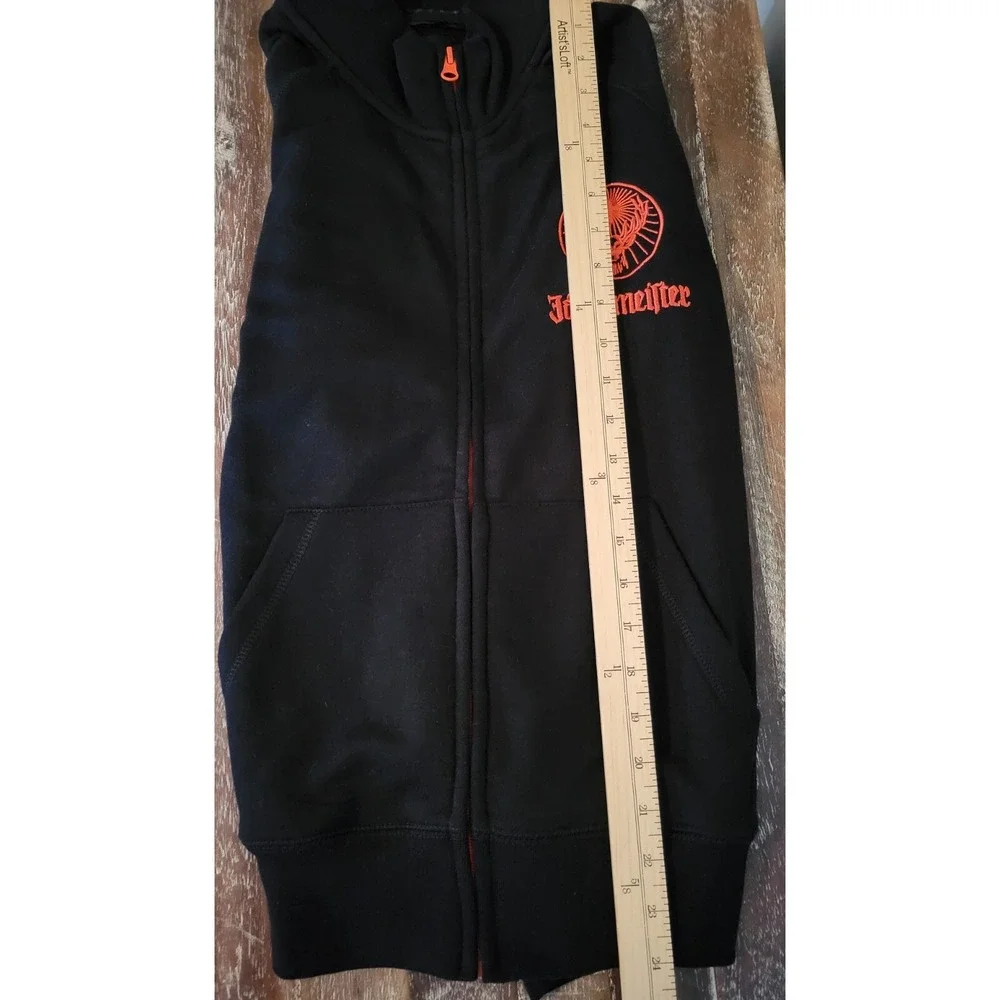 Jagermeister Womens Black Zip Up Logo Sweatshirt German Liquor Sz S Hipster Y2K